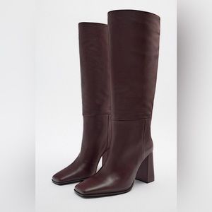 BRAND NEW WITH TAGS: ZARA LEATHER KNEE HIGH BOOTS